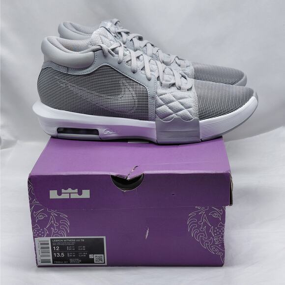 Nike LeBron Witness 8 TB Men’s 12 Wolf Grey White Basketball Shoes Sneakers - Picture 1 of 15